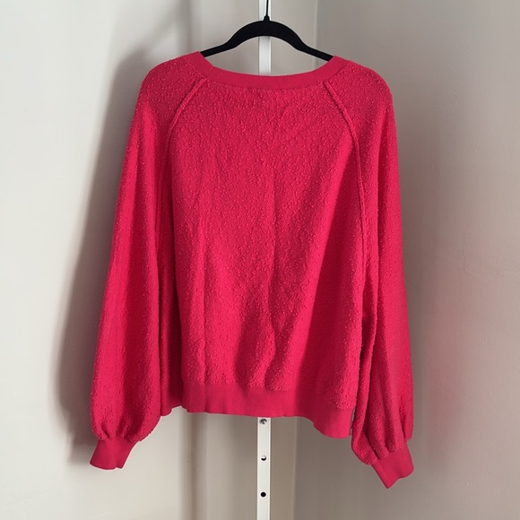Free People Pink Found My Friend Pullover Crewneck Textured Sweater Size Large - Picture 3 of 6